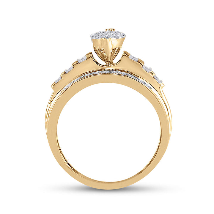 10kt Yellow Gold Womens Round Diamond Oval Cluster Bridal Wedding Engagement Ring 1/2 Cttw 7 Daisy Joyeria