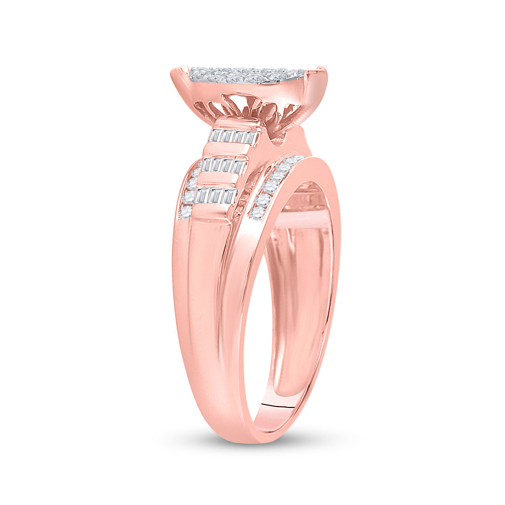 10kt Rose Gold Womens Diamond Marquise-shape Cluster Bridal Wedding Engagement Ring 1/2 Cttw 7 Daisy Joyeria