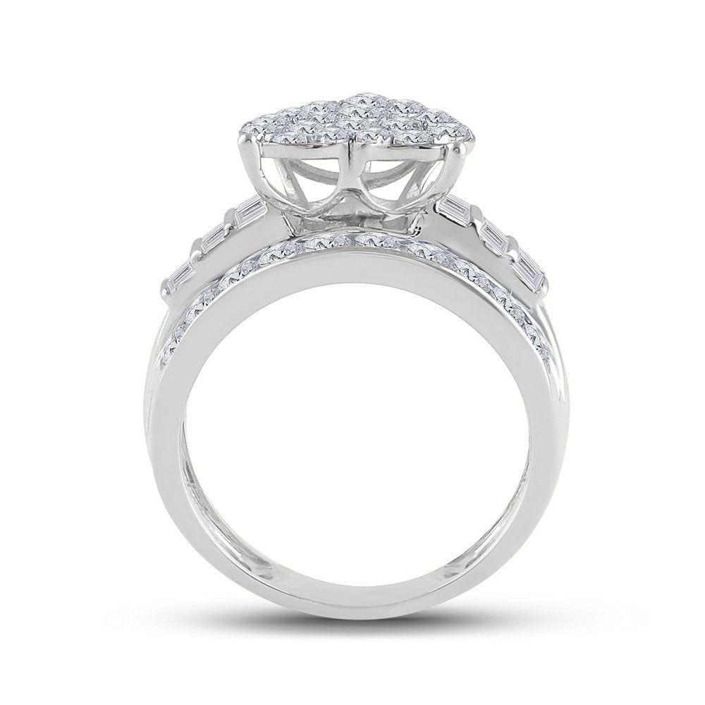 10kt White Gold Womens Round Diamond Heart Cluster Bridal Wedding Engagement Ring 2.00 Cttw 7 Daisy Joyeria