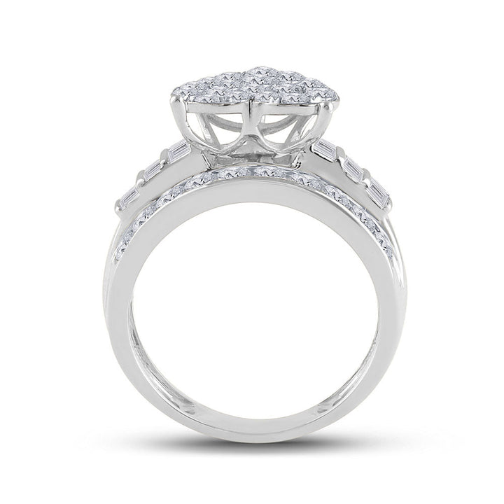 10kt White Gold Womens Round Diamond Heart Cluster Bridal Wedding Engagement Ring 2.00 Cttw 7 Daisy Joyeria