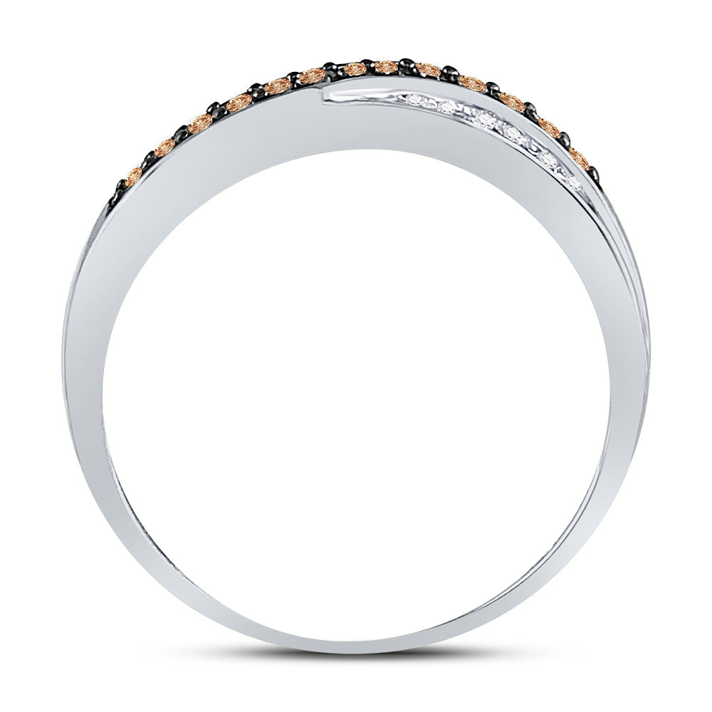 10kt Yellow Gold Womens Round Brown Diamond Band Ring 1/4 Cttw 7 Daisy Joyeria