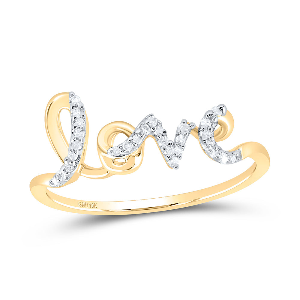 10kt Yellow Gold Womens Round Diamond Love Band Ring 1/12 Cttw 7 Daisy Joyeria