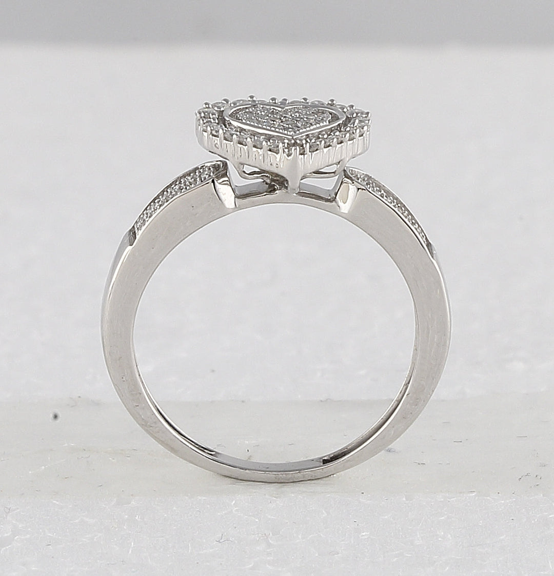 Sterling Silver Womens Round Diamond Heart Bridal Wedding Engagement Ring Band Set 3/8 Cttw 7 Daisy Joyeria