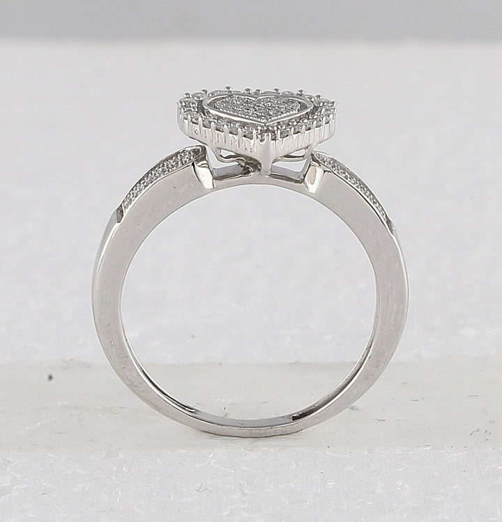 Sterling Silver Womens Round Diamond Heart Bridal Wedding Engagement Ring Band Set 3/8 Cttw 7 Daisy Joyeria