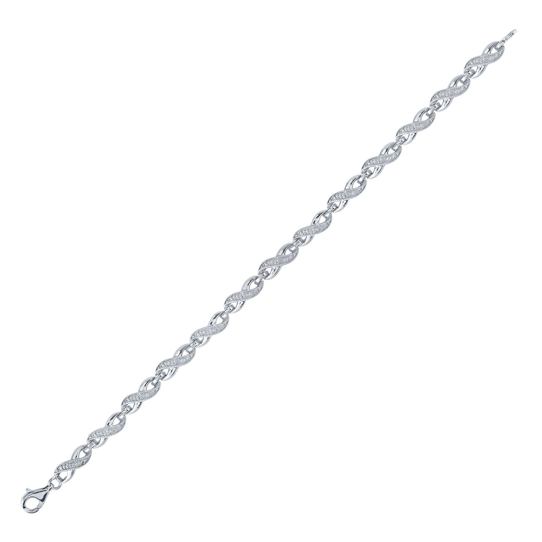 Sterling Silver Womens Round Diamond Infinity Bracelet .01 Cttw Daisy Joyeria