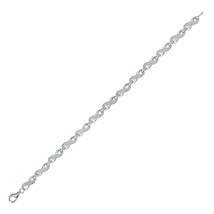 Sterling Silver Womens Round Diamond Infinity Bracelet .01 Cttw Daisy Joyeria