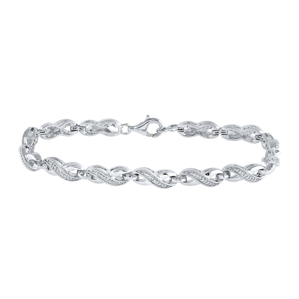 Sterling Silver Womens Round Diamond Infinity Bracelet .01 Cttw Daisy Joyeria