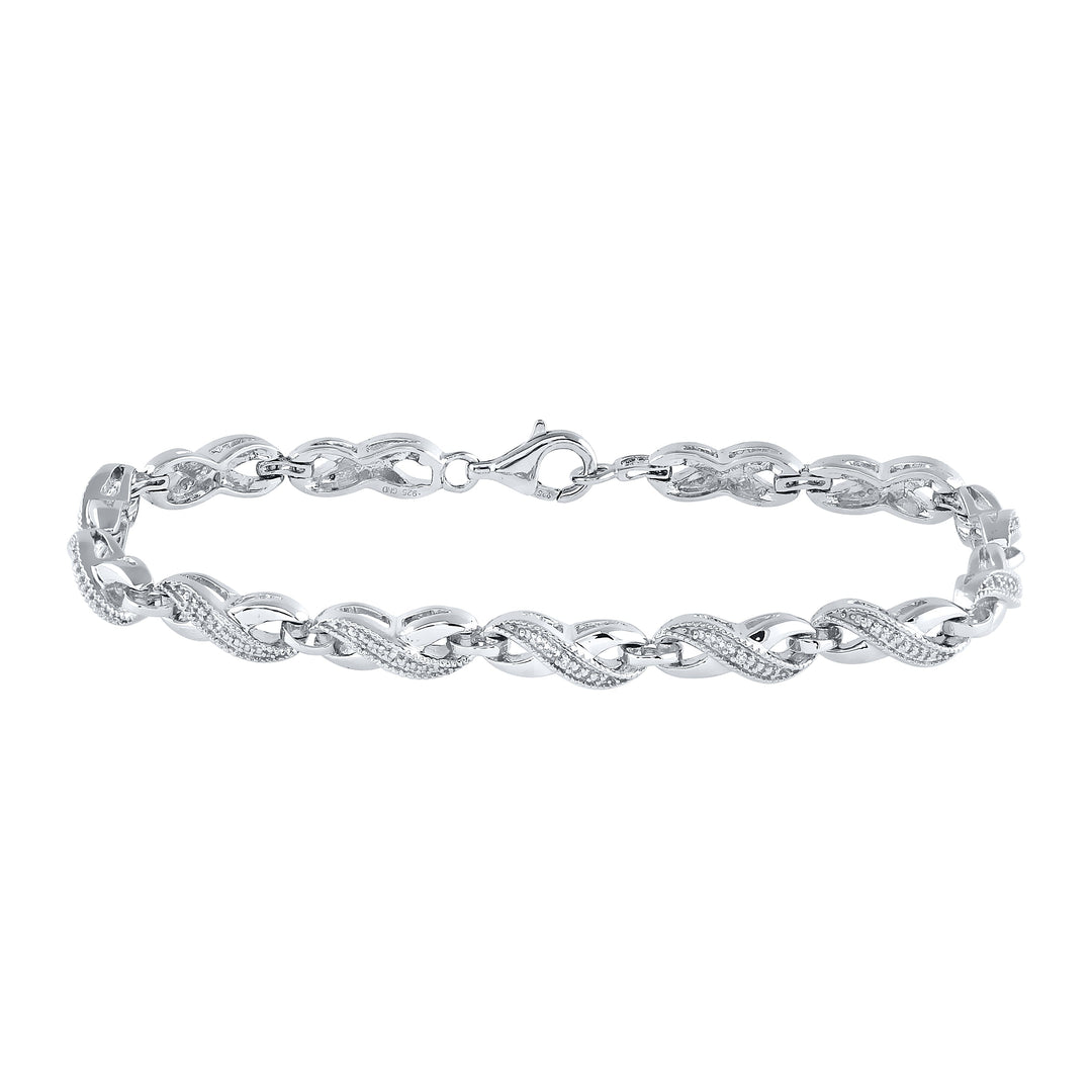 Sterling Silver Womens Round Diamond Infinity Bracelet .01 Cttw Daisy Joyeria