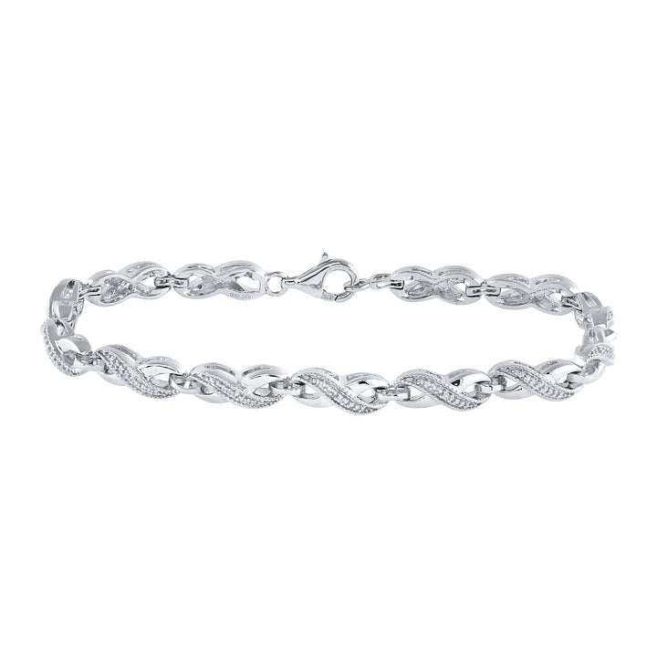 Sterling Silver Womens Round Diamond Infinity Bracelet .01 Cttw Daisy Joyeria