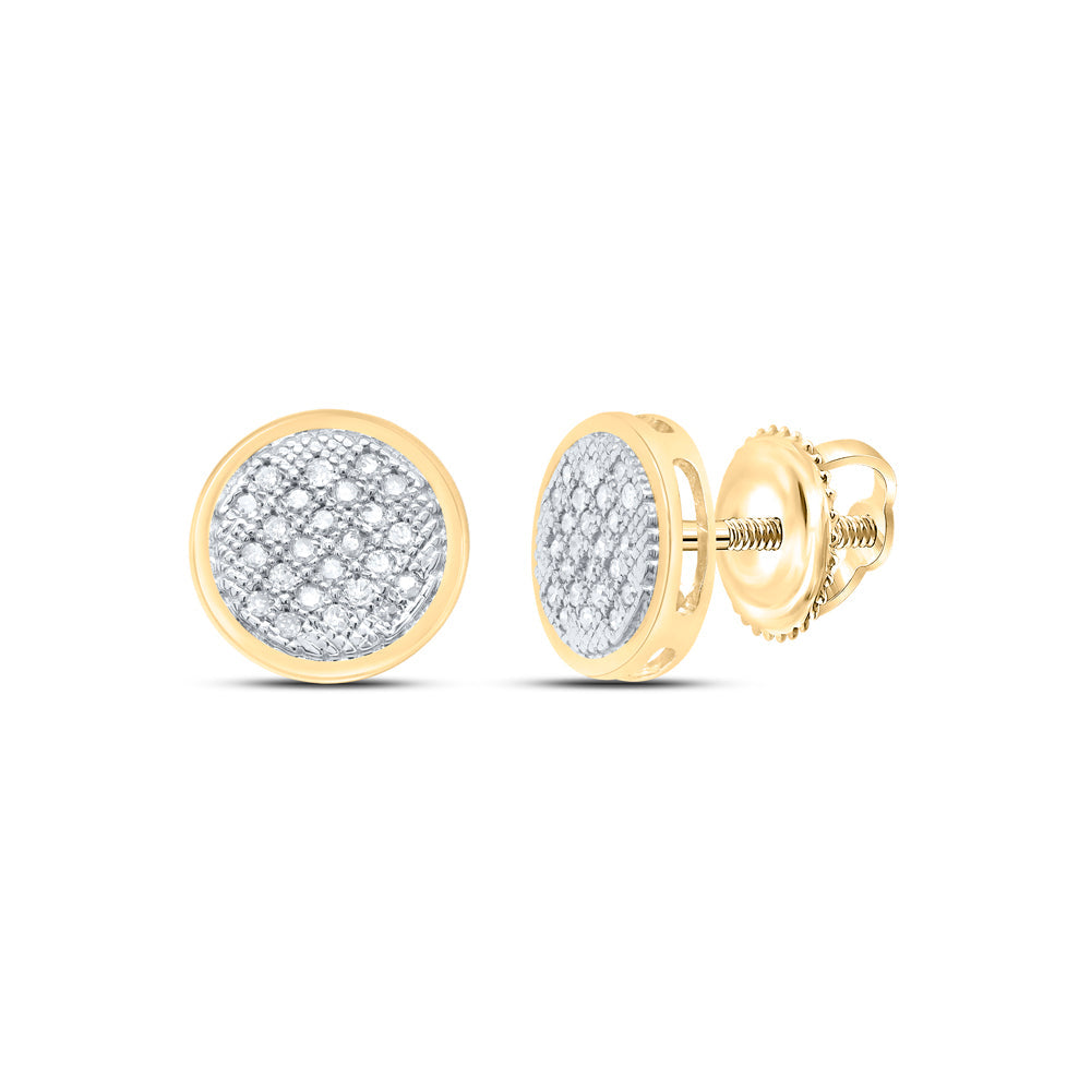 Yellow-tone Sterling Silver Womens Round Diamond Cluster Screwback Earrings 1/6 Cttw Daisy Joyeria