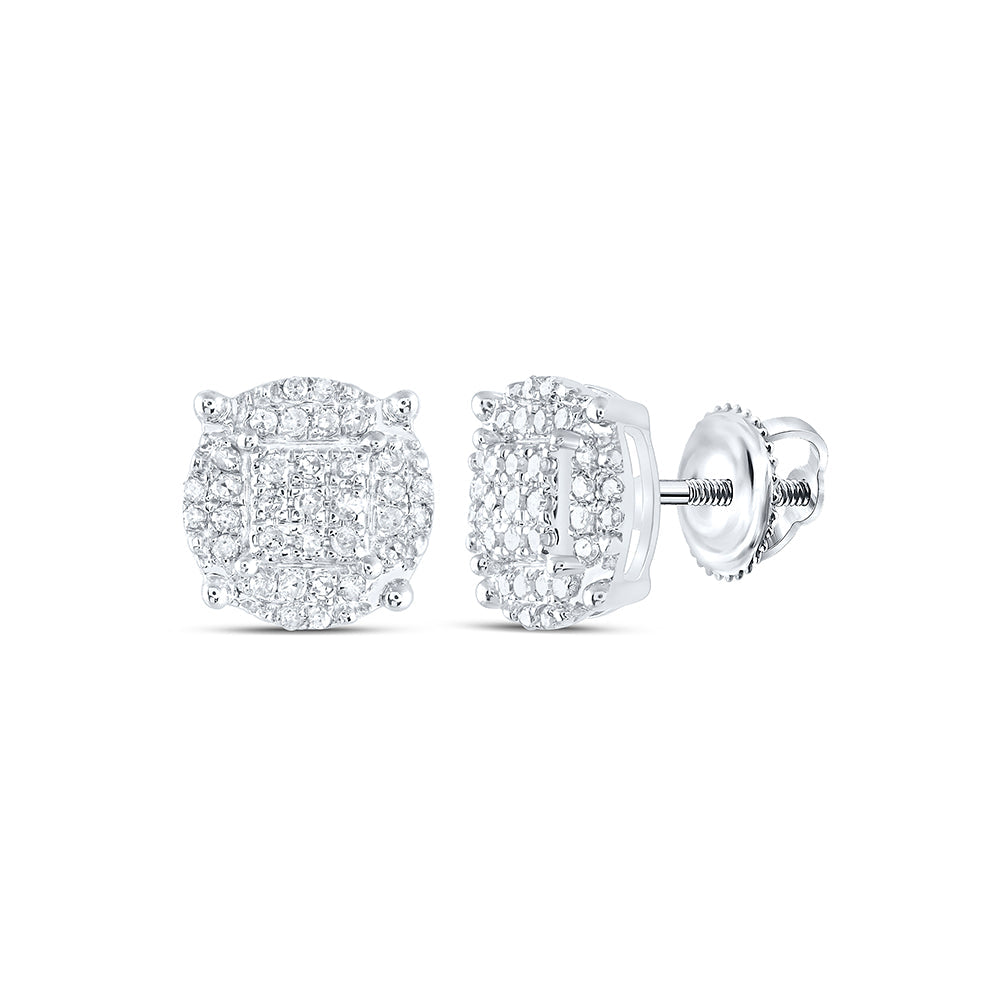 Sterling Silver Womens Round Diamond Stud Earrings 1/4 Cttw Daisy Joyeria