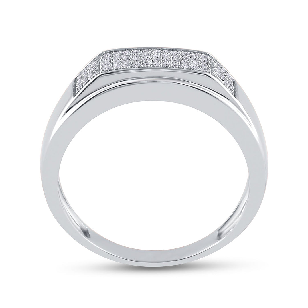 Sterling Silver Mens Round Diamond Micropave Flat Wedding Anniversary Band Ring 1/5 Cttw 10 Daisy Joyeria