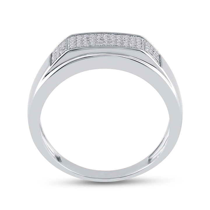 Sterling Silver Mens Round Diamond Micropave Flat Wedding Anniversary Band Ring 1/5 Cttw 10 Daisy Joyeria
