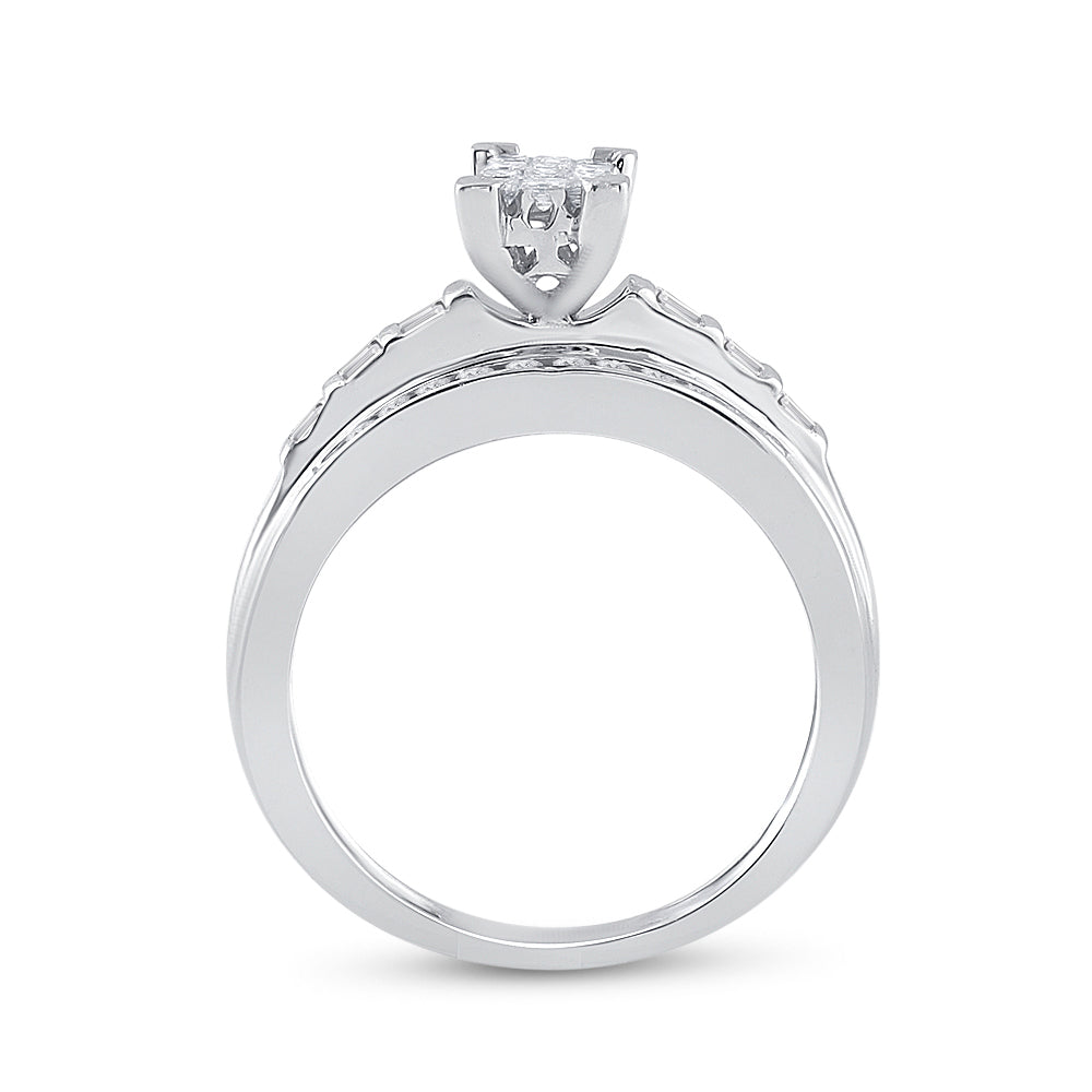 Sterling Silver Womens Princess Diamond Cluster Bridal Wedding Engagement Ring 1/2 Cttw 7 Daisy Joyeria