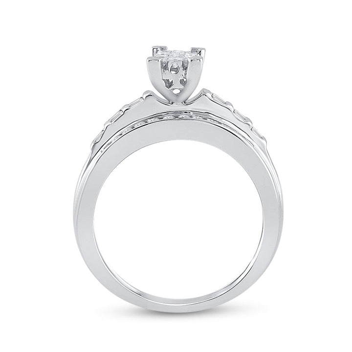 Sterling Silver Womens Princess Diamond Cluster Bridal Wedding Engagement Ring 1/2 Cttw 7 Daisy Joyeria
