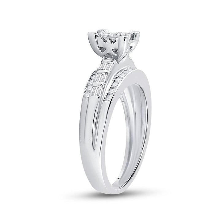 Sterling Silver Womens Princess Diamond Cluster Bridal Wedding Engagement Ring 1/2 Cttw 7 Daisy Joyeria