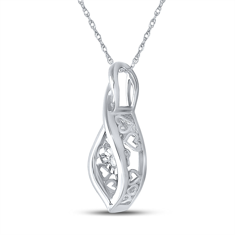 Sterling Silver Womens Round Diamond Infinity Twinkle Moving Pendant .03 Cttw Daisy Joyeria