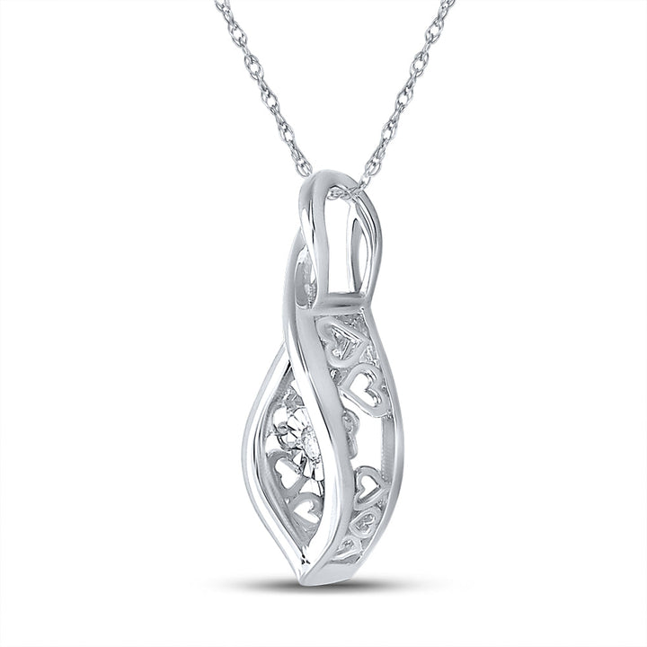 Sterling Silver Womens Round Diamond Infinity Twinkle Moving Pendant .03 Cttw Daisy Joyeria