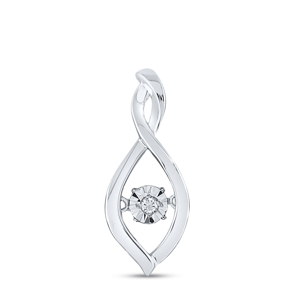 Sterling Silver Womens Round Diamond Infinity Twinkle Moving Pendant .03 Cttw Daisy Joyeria