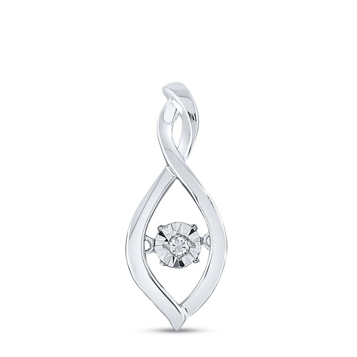 Sterling Silver Womens Round Diamond Infinity Twinkle Moving Pendant .03 Cttw Daisy Joyeria