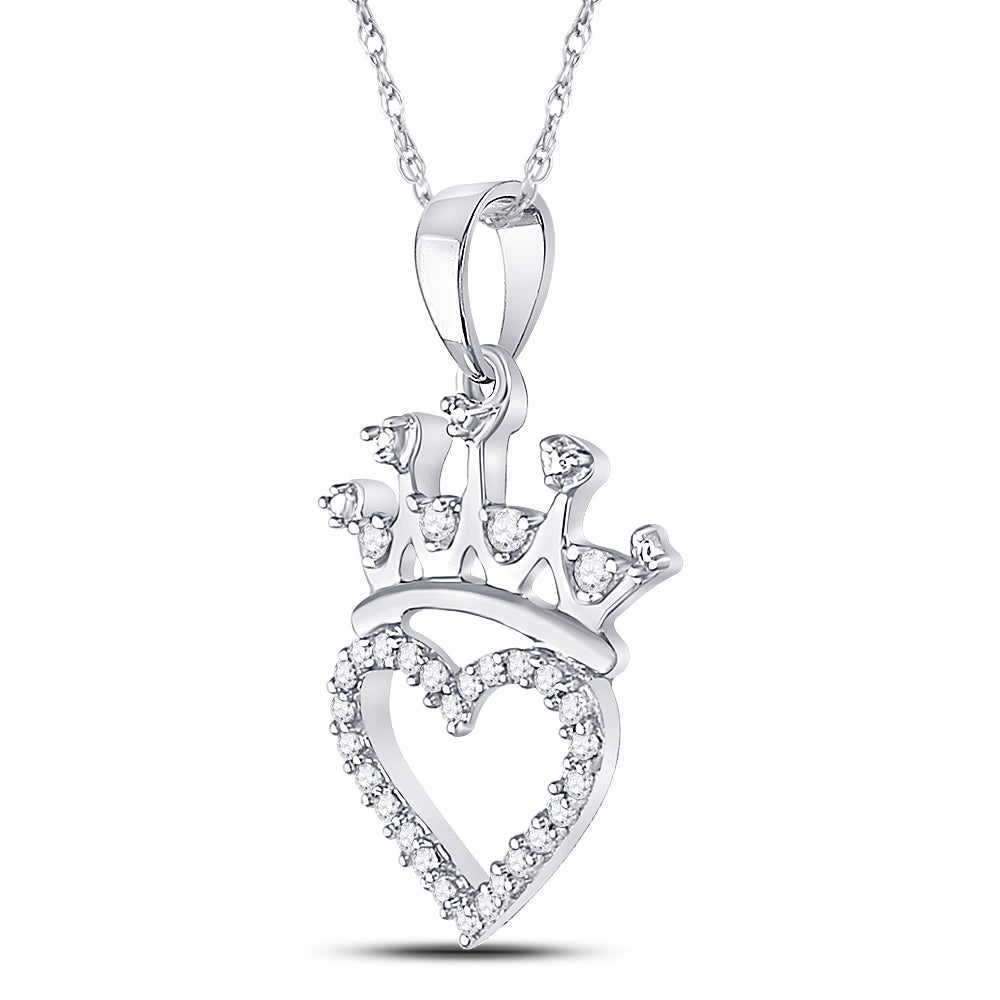 Sterling Silver Womens Round Diamond Heart Pendant 5/8 Cttw Daisy Joyeria