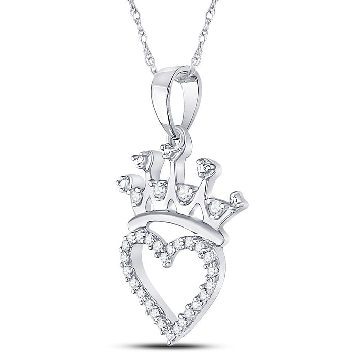 Sterling Silver Womens Round Diamond Heart Pendant 5/8 Cttw Daisy Joyeria