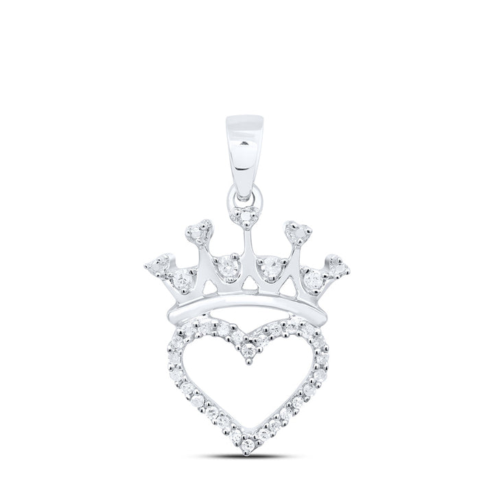 Sterling Silver Womens Round Diamond Heart Pendant 5/8 Cttw Daisy Joyeria