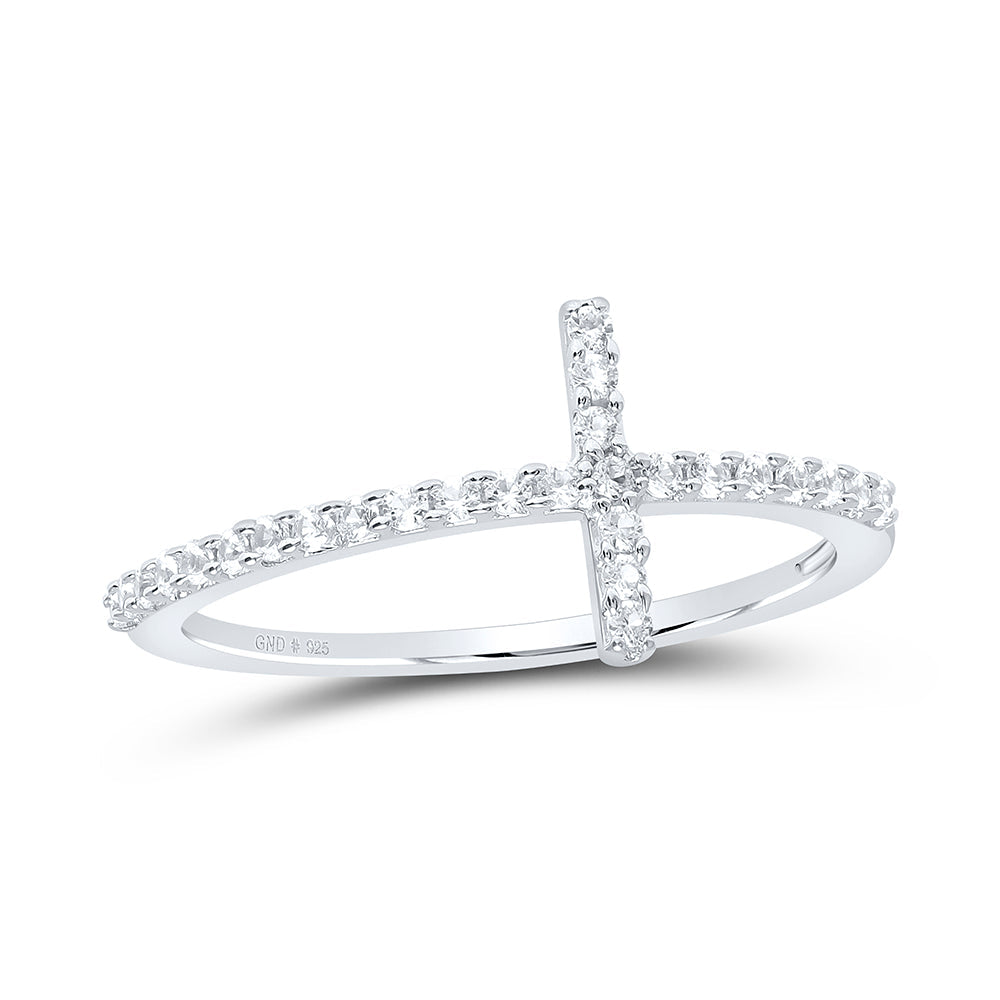 1/4CTW WS CROSS SYNTHETIC GEMSTONE RING 7 Daisy Joyeria