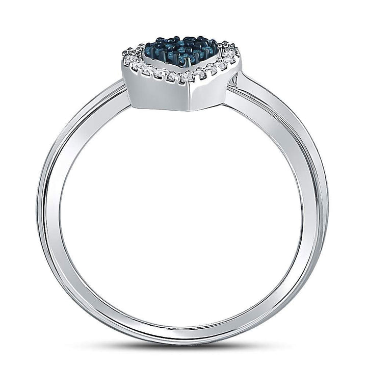 Sterling Silver Womens Round Blue Color Enhanced Diamond Bridal Wedding Engagement Ring Band Set 1/8 Cttw 7 Daisy Joyeria