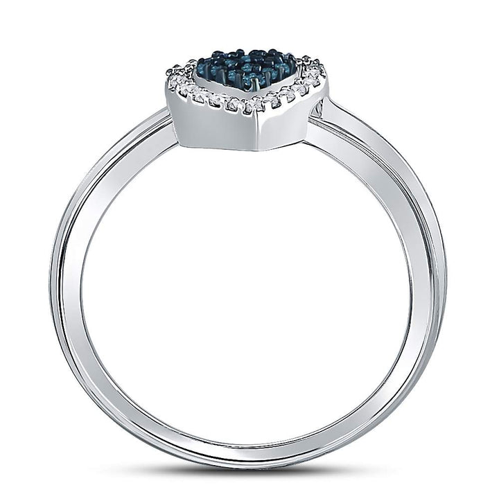 Sterling Silver Womens Round Blue Color Enhanced Diamond Bridal Wedding Engagement Ring Band Set 1/8 Cttw 7 Daisy Joyeria