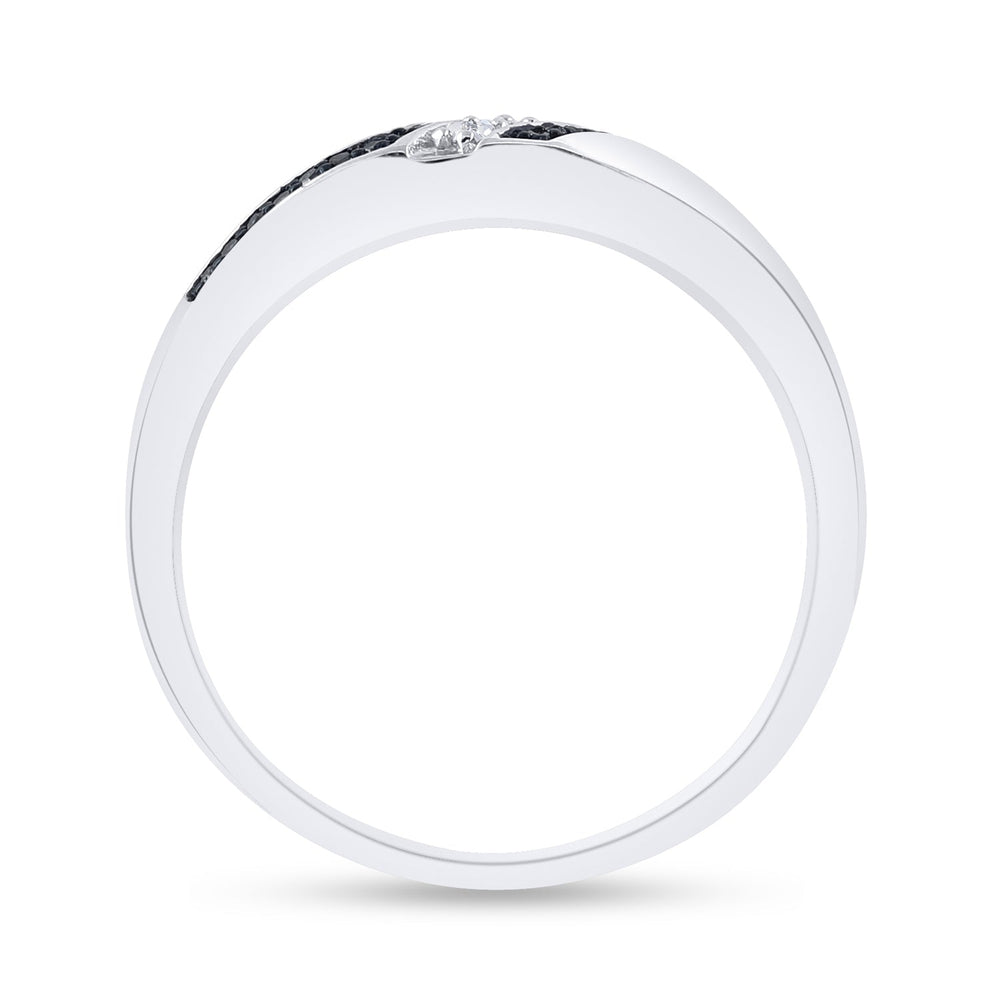 Sterling Silver Mens Round Blue Color Enhanced Diamond Wedding Band 1/5 Cttw 10 Daisy Joyeria
