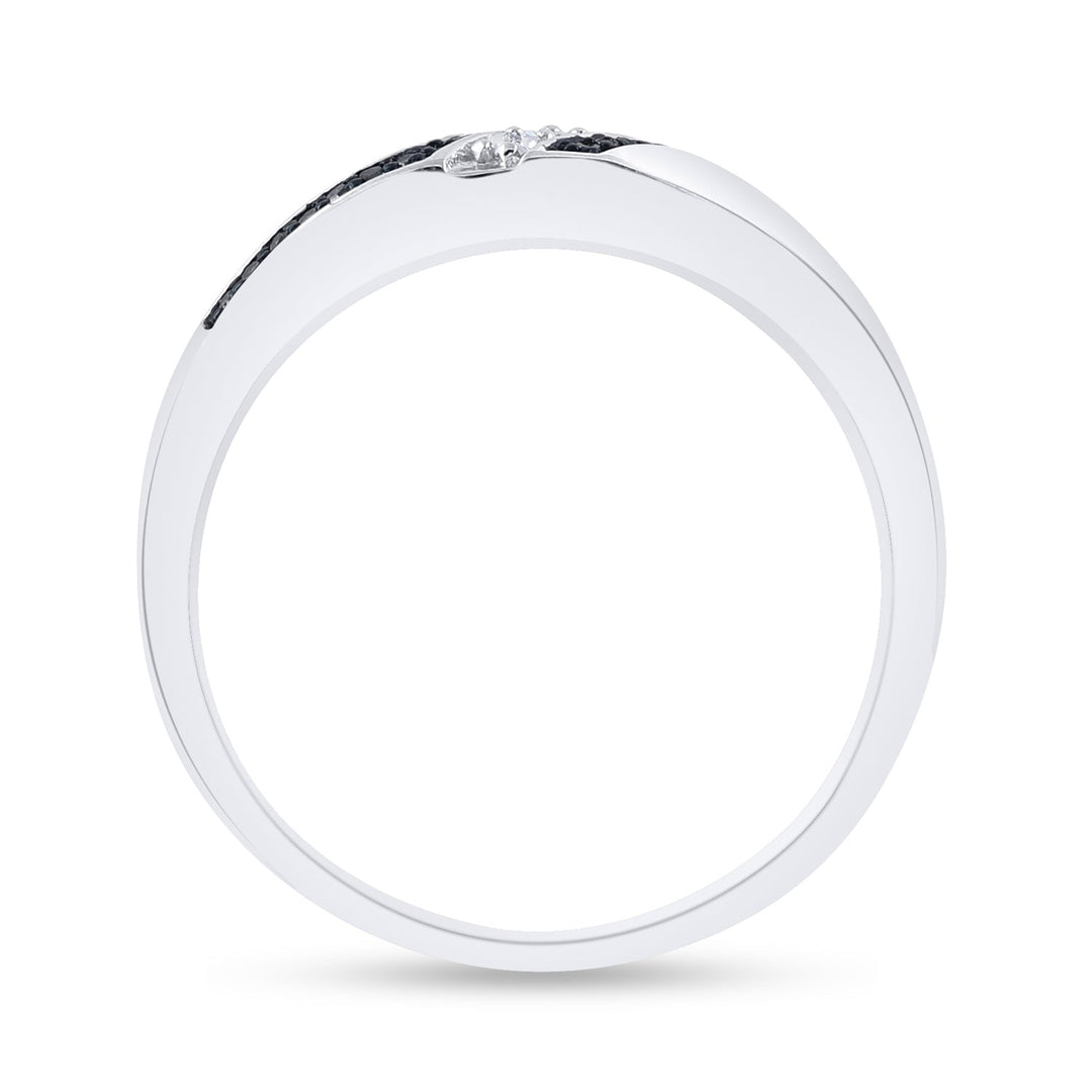 Sterling Silver Mens Round Blue Color Enhanced Diamond Wedding Band 1/5 Cttw 10 Daisy Joyeria