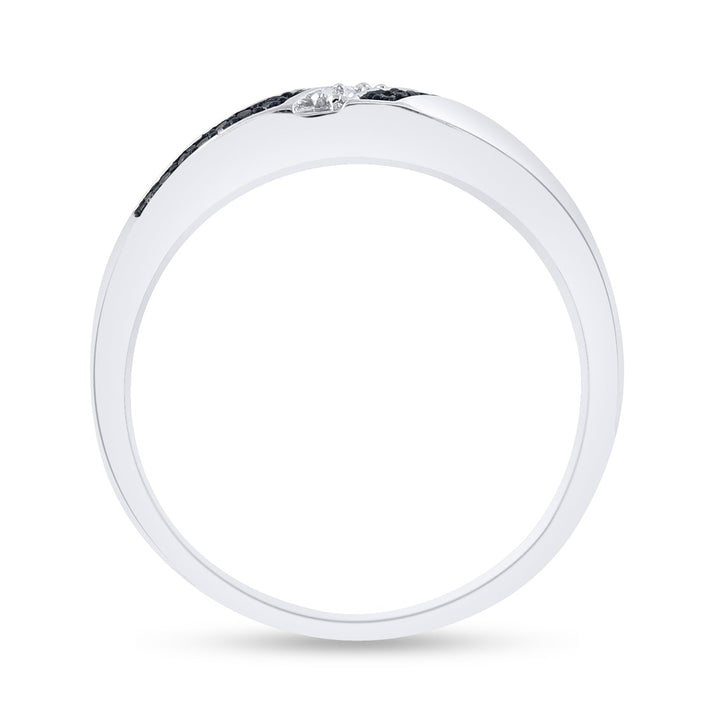 Sterling Silver Mens Round Blue Color Enhanced Diamond Wedding Band 1/5 Cttw 10 Daisy Joyeria
