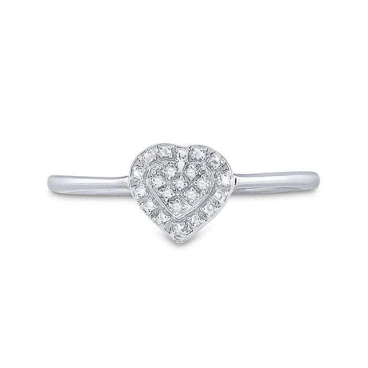Sterling Silver Womens Round Diamond Simple Heart Cluster Ring .03 Cttw 7 Daisy Joyeria