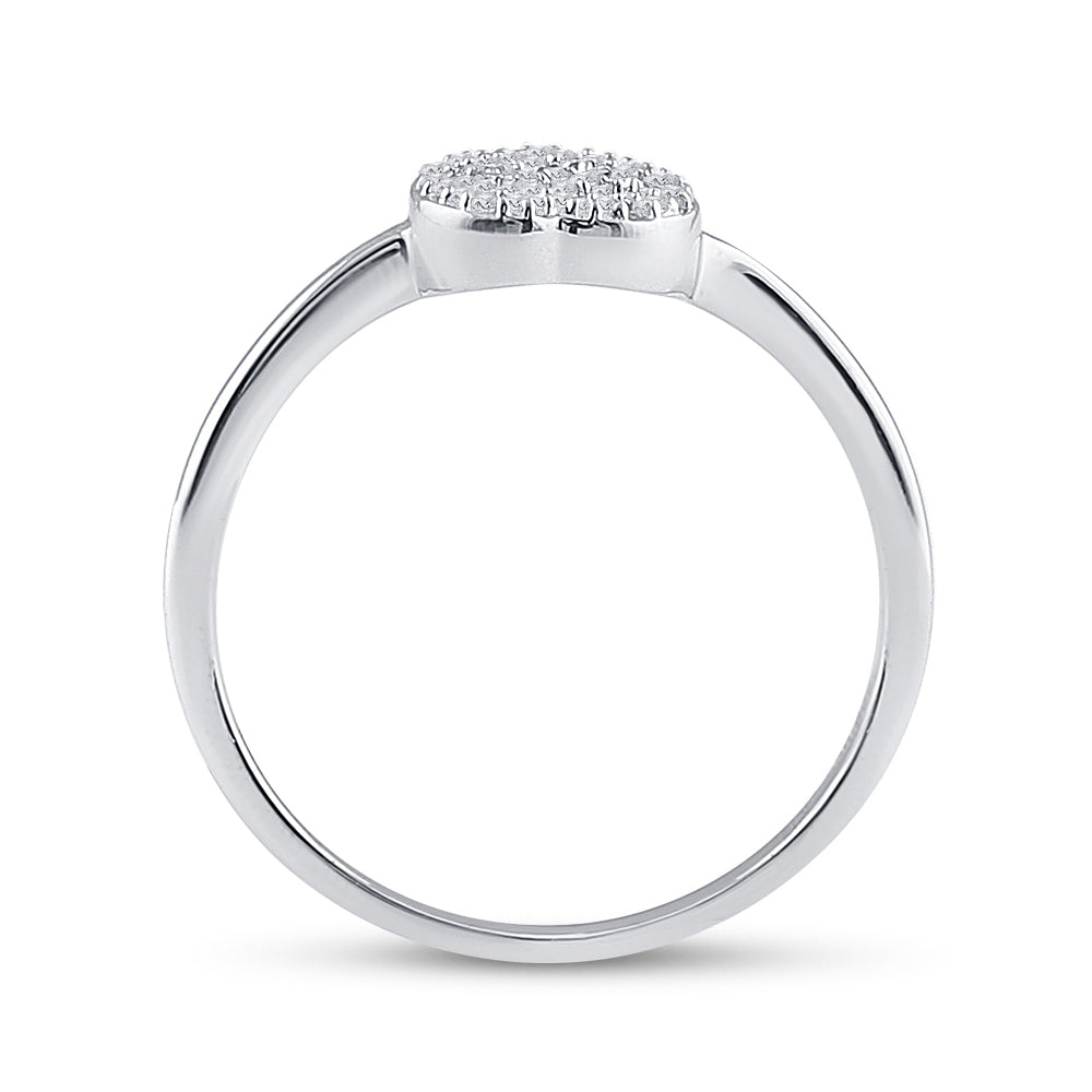 Sterling Silver Womens Round Diamond Simple Heart Cluster Ring .03 Cttw 7 Daisy Joyeria