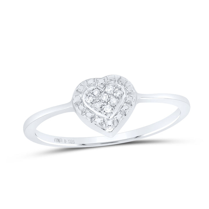 Sterling Silver Womens Round Diamond Simple Heart Cluster Ring .03 Cttw 7 Daisy Joyeria