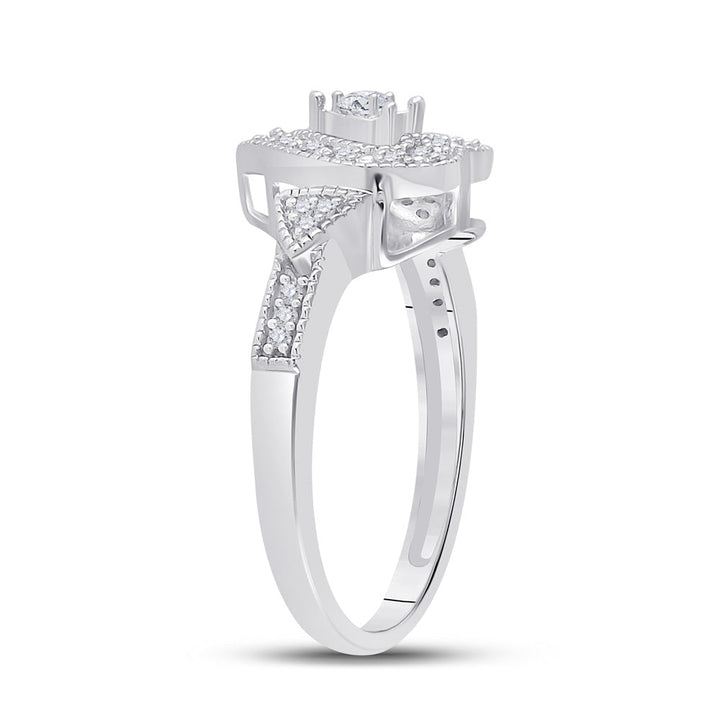 Sterling Silver Womens Round Diamond Heart Ring 1/8 Cttw 7 Daisy Joyeria