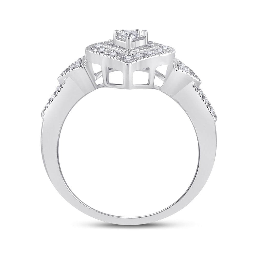 Sterling Silver Womens Round Diamond Heart Ring 1/8 Cttw 7 Daisy Joyeria