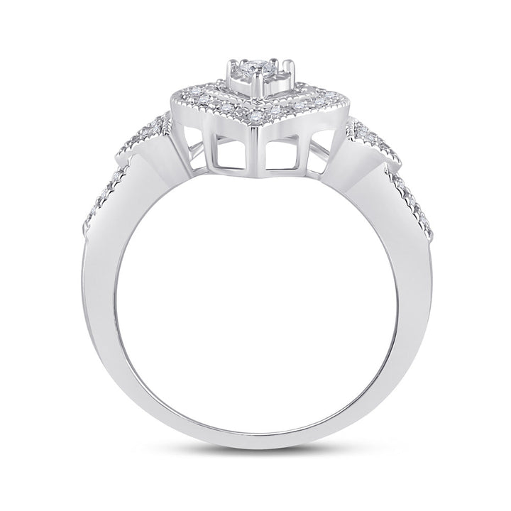 Sterling Silver Womens Round Diamond Heart Ring 1/8 Cttw 7 Daisy Joyeria