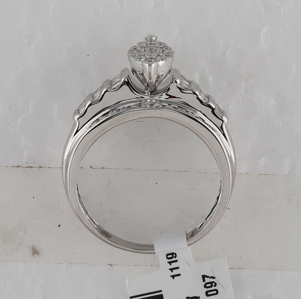 Sterling Silver Womens Round Diamond Oval Cluster Bridal Wedding Engagement Ring 1/2 Cttw 7 Daisy Joyeria