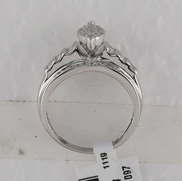 Sterling Silver Womens Round Diamond Oval Cluster Bridal Wedding Engagement Ring 1/2 Cttw 7 Daisy Joyeria