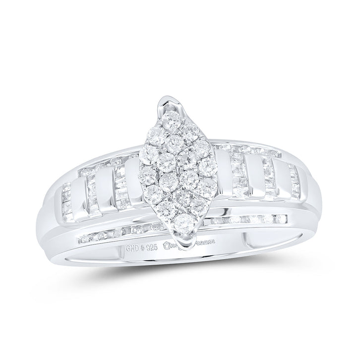 Sterling Silver Womens Round Diamond Oval Cluster Bridal Wedding Engagement Ring 1/2 Cttw 7 Daisy Joyeria