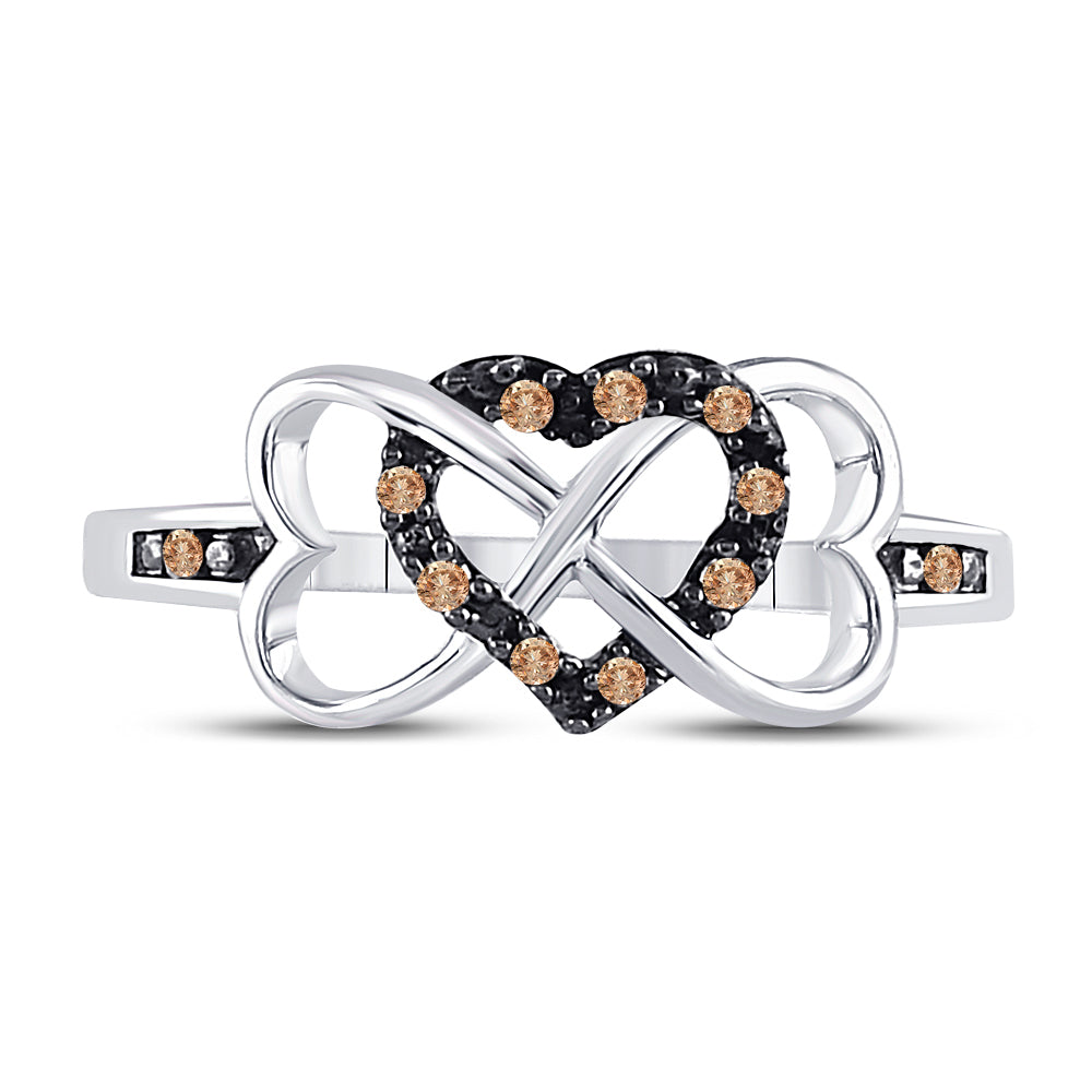 1/10CTW-DIA COGNAC NATURAL GIFT HEART RING 7 Daisy Joyeria