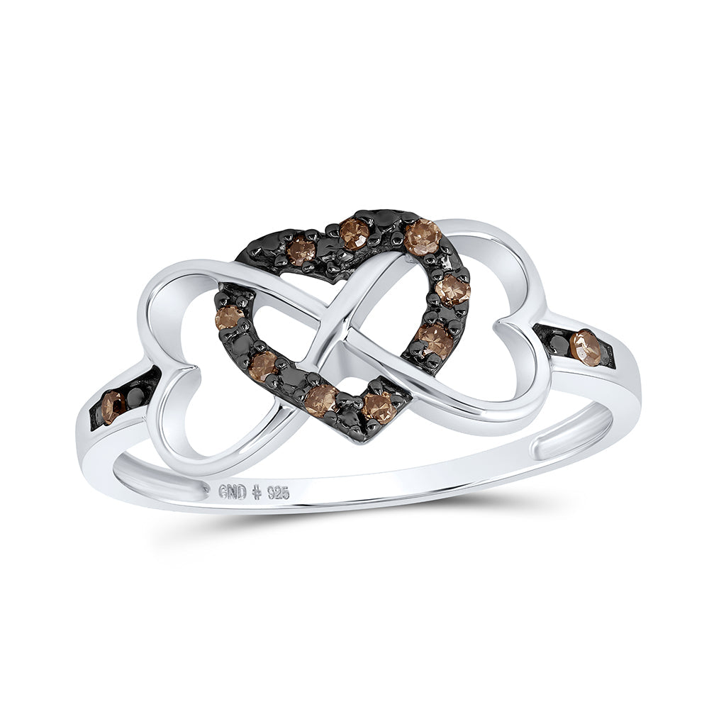 1/10CTW-DIA COGNAC NATURAL GIFT HEART RING 7 Daisy Joyeria