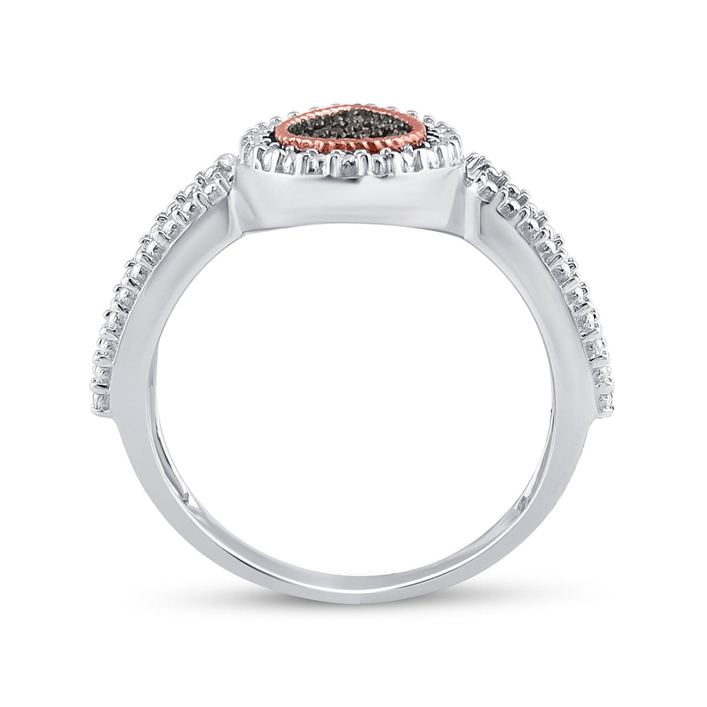 Sterling Silver Womens Round Brown Diamond Teardrop Cluster Ring 1/6 Cttw 7 Daisy Joyeria