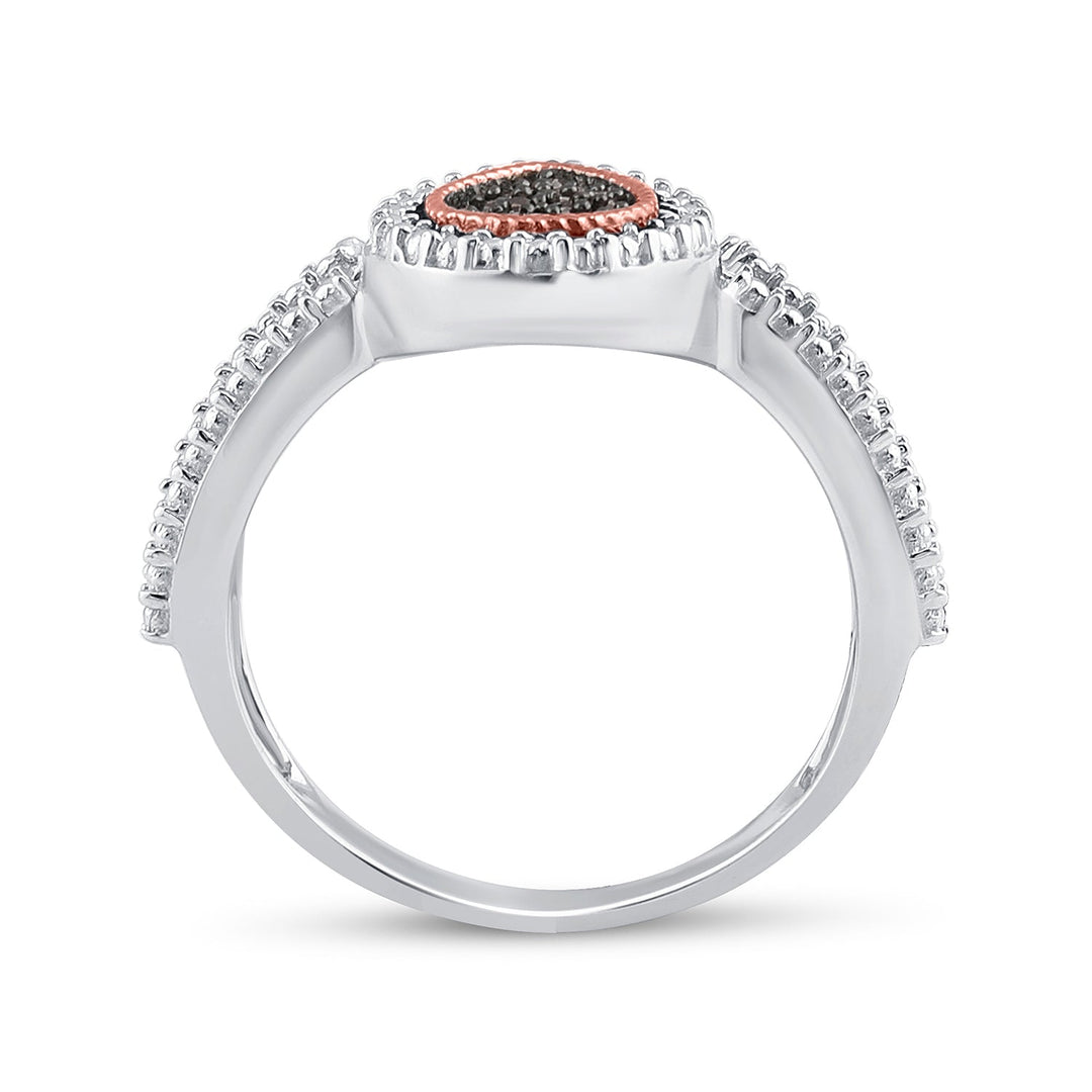 Sterling Silver Womens Round Brown Diamond Teardrop Cluster Ring 1/6 Cttw 7 Daisy Joyeria