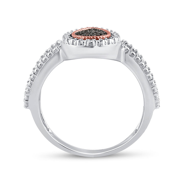 Sterling Silver Womens Round Brown Diamond Teardrop Cluster Ring 1/6 Cttw 7 Daisy Joyeria