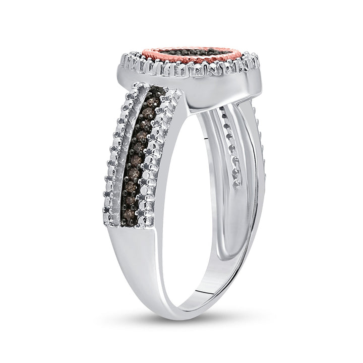 Sterling Silver Womens Round Brown Diamond Teardrop Cluster Ring 1/6 Cttw 7 Daisy Joyeria