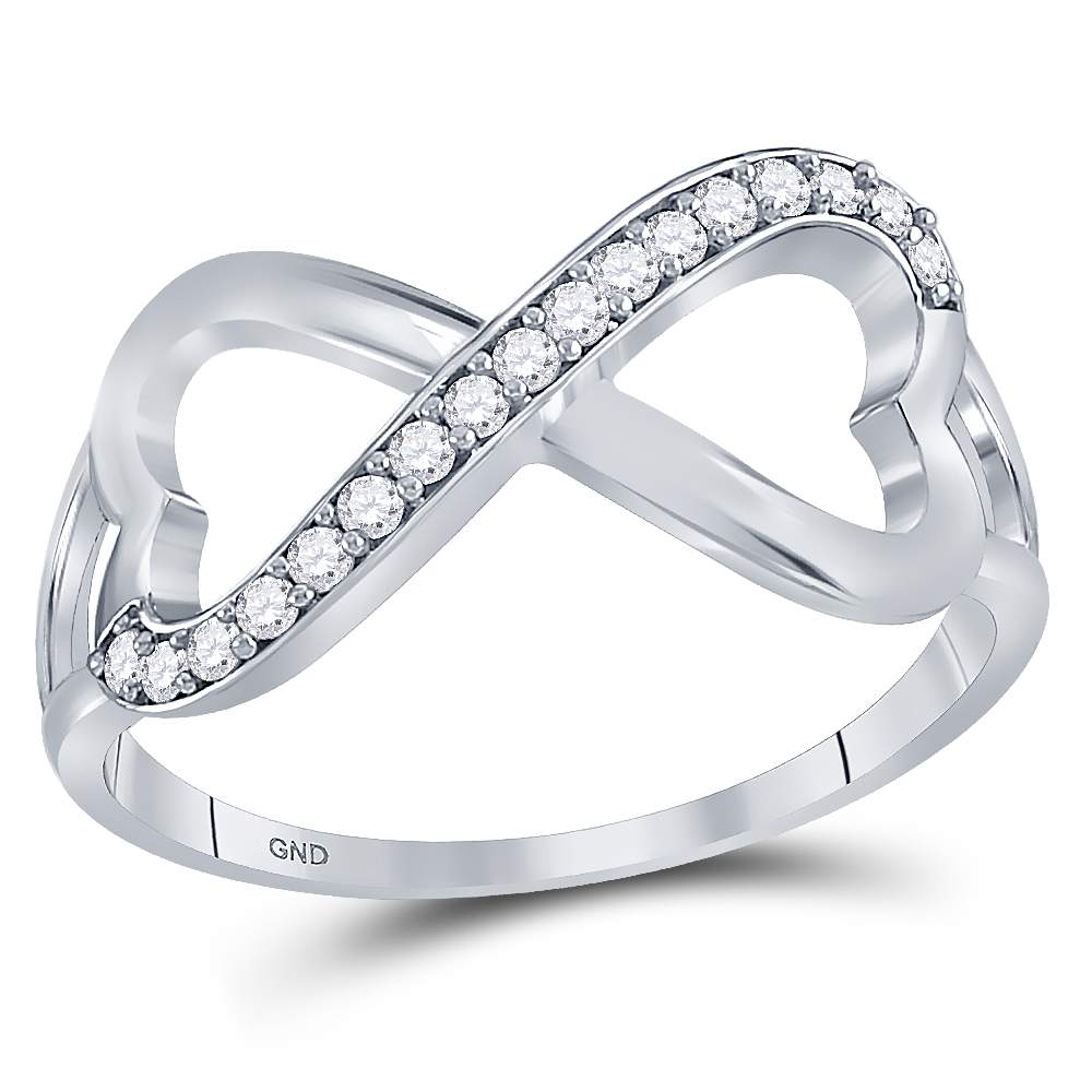 Sterling Silver White Diamond Infinity-weave Heart Womens Band Ring 1/6 Cttw 7 Daisy Joyeria