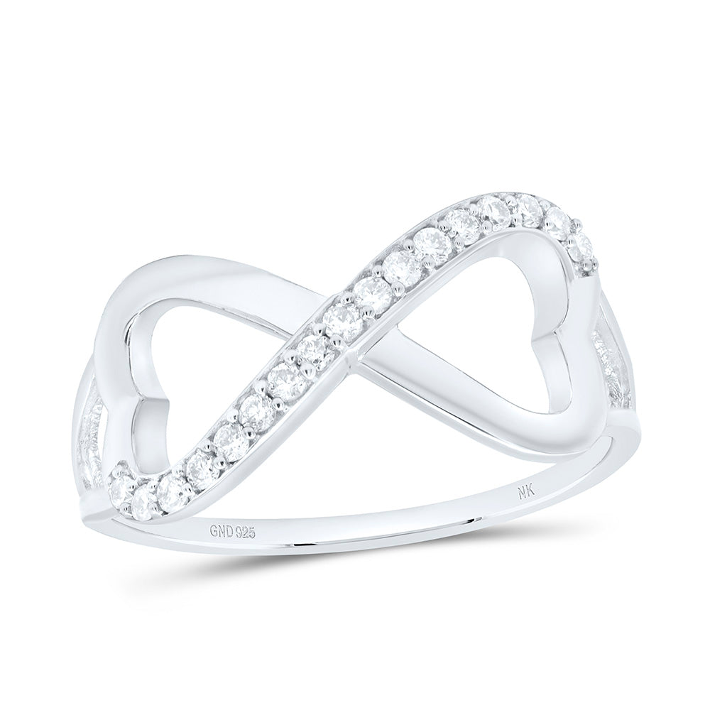 Sterling Silver White Diamond Infinity-weave Heart Womens Band Ring 1/6 Cttw 7 Daisy Joyeria